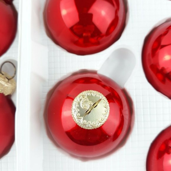 Vintage Visions By Holly Glass Ball Christmas Tree Ornaments Red Made In USA - Picture 6 of 12